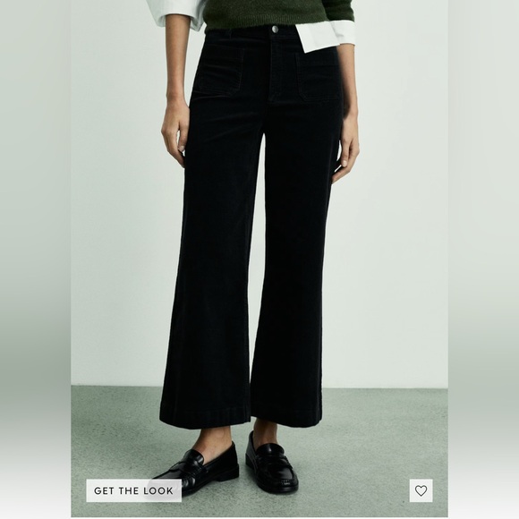 Mango Corduroy Black Wide Leg Women's Pants - Picture 1 of 2